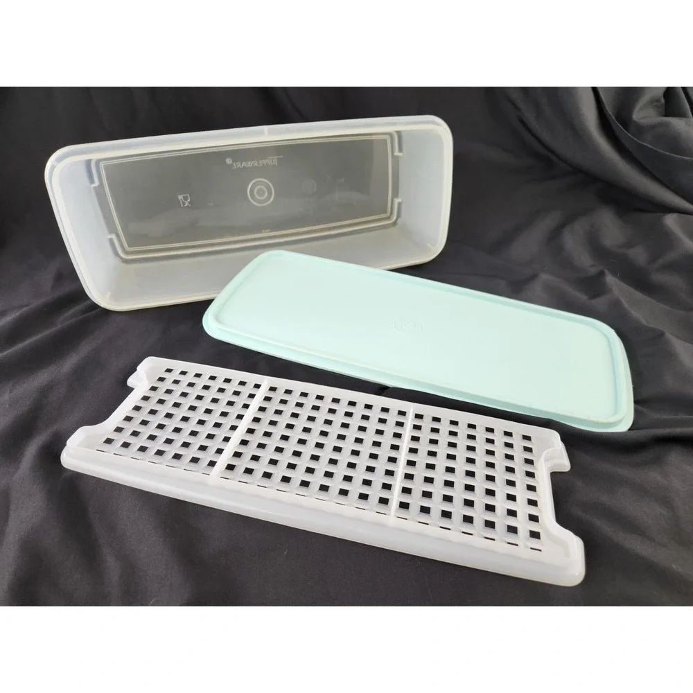 Vintage Tupperware Celery Bread Veggie Keeper Box Lid Rack Insert Container